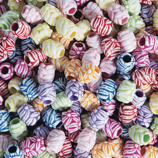 S&S® Worldwide Vintage Look Carved Floral Plastic Beads